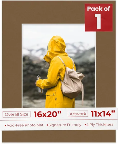 Poster Palooza Tapete de 16 x 20 pulgadas para fotos de 11 x 14 pulgadas, tablero de cuadros marrón roble envejecido precortado para marcos de 16 x