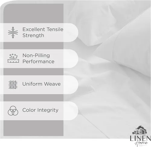 Miniatura 2 de Linen Home Juego de 3 sábanas de percal de 100 % algodón, tamaño individual, color blanco nieve, bolsillo profundo, 1 sábana encimera, 1 sábana 02