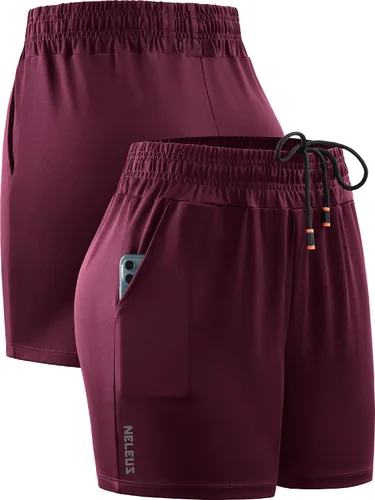 Miniatura 2 de NELEUS Pantalones cortos de correr ligeros para mujer pantalones cortos deportivos de entrenamiento para yoga con bolsillo
