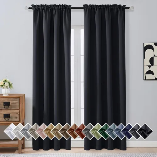 Miniatura 230 de OVZME Cortinas opacas turquesa para tratamiento de ventanas pequeñas, cortinas cortas con bloqueo de luz para ventana de cocina sobre el fregadero