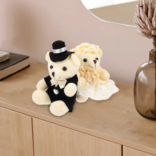 Miniatura 3 de 2 adornos de oso de boda, adorables osos de peluche para novia y novio, perfectos para decoración de bodas, día de San Valentín, oficina en casa