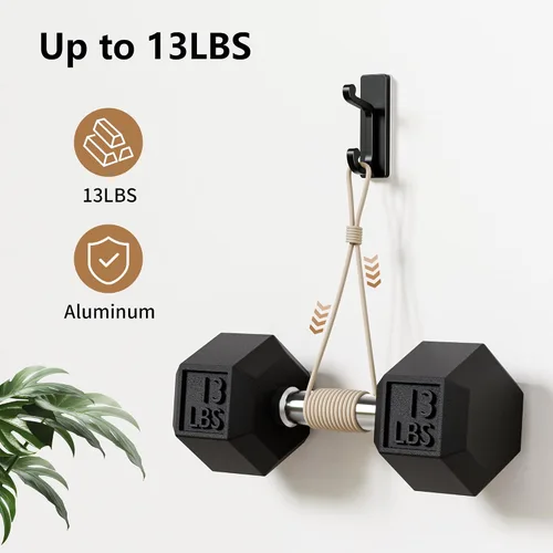 Miniatura 6 de Paquete de 6 ganchos negros autoadhesivos para pared, ganchos adhesivos para ropa, toallas, batas, llaves, bolso, mochila, ganchos resistentes