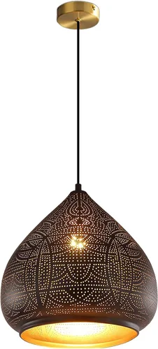 Lámpara colgante de estilo marroquí, color negro | Metal Shade, Adjustable Cord,E26, Industrial,Vintage,Kitchen Island, Dining Room, Coffee Bar