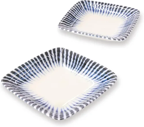 Miniatura 9 de Platos japoneses para servir, platos de 5 pulgadas, azul y blanco, juego de 4 4 unidades redondas de 5 pulgadas
