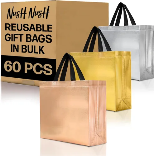 Miniatura 31 de Nush Nush - Bolsas de regalo reutilizables azul aguamarina a granel (azul aguamarina - Tamaño mediano - Juego de 30)
