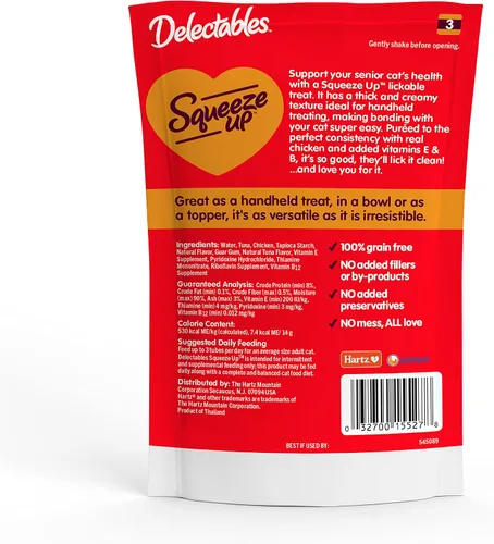 Miniatura 6 de Delectables Squeeze Up - Puré cremoso exprimible, golosinas húmedas para lamer para gatos, sin granos, sin rellenos añadidos, sin subproductos, sin