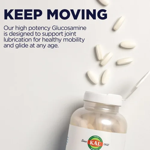 Miniatura 6 de KAL Glucosamina 100% vegetariana 1000 mg, suplemento de salud articular con HCl de glucosamina vegana, apoyo articular para comodidad y movilidad