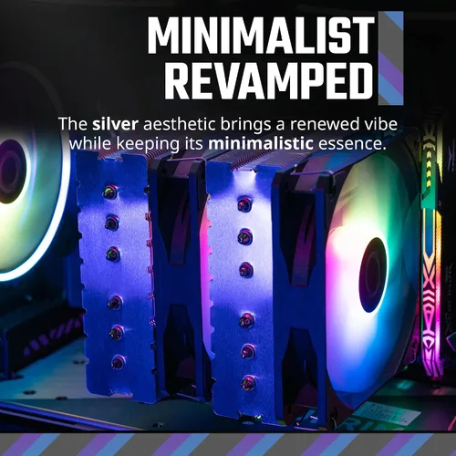 Miniatura 2 de Disipador Master Hyper 620S de Torre Dual para CPU, sincronización ARGB, ventilador PWM de 4.92 pulgadas, 6 tubos disipadores de calor de contacto
