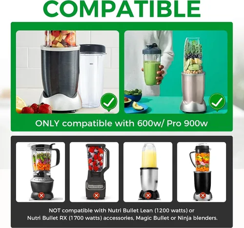 Miniatura 25 de Vasos de licuadora de repuesto para licuadora Nutribullet de 18 onzas con tapa, compatible con Nutribullet 600 W 900 W licuadora exprimidor