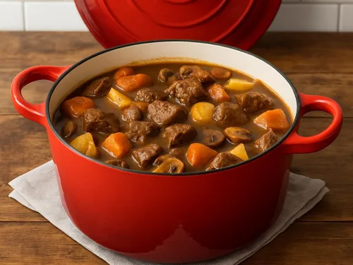 Miniatura 2 de Hamilton Beach Horno holandés de hierro fundido esmaltado de 3 cuartos de galón con tapa, olla resistente para estofar, asar y hornear, color rojo