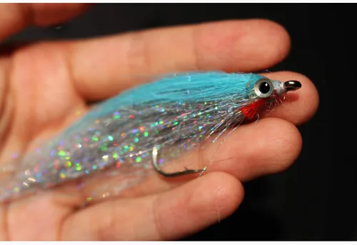 Tigofly 10 piezas 10 colores 1/0 1.6 in gancho de alto carbono Holo plata salmón trucha lubina Steelhead Minnow pesca moscas señuelo conjunto