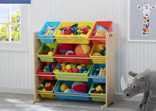 Miniatura 2 de Delta Children Organizador de almacenamiento de juguetes para niños con 12 contenedores de plástico, certificado Greenguard Gold, natural/primario