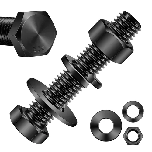 Miniatura 10 de Mellewell Pernos de cabeza hexagonal de 1/2-13 x 1-1/2 pulgadas con tuercas hexagonales y arandelas planas gruesas y de seguridad, totalmente