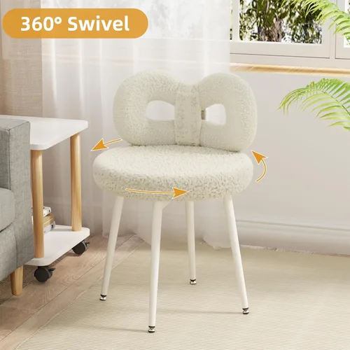 Miniatura 3 de ROOMTEC Silla de tocador giratoria con respaldo, silla de escritorio tapizada para niñas, tocador de maquillaje moderno para dormitorio, sala