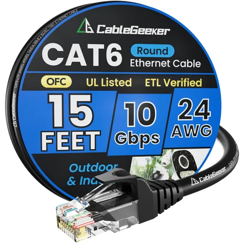 Miniatura 17 de Cable Ethernet Cat 6 de 100 pies, para interiores y exteriores, red de Internet de alta velocidad de 10 Gbps, cable de conexión Ethernet plano