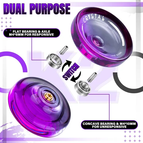Miniatura 3 de MAGICYOYO K2 - Yoyo de plástico profesional sensible para niños principiantes, extra no sensible, rodamiento yoyo, yoyo de trucos para adultos + 12