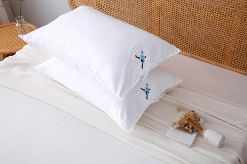 Miniatura 2 de Fundas de almohada bordadas blancas, fundas de almohada de pájaros con encaje, 100% algodón, paquete de 2 unidades, tamaño Queen 30 x 20 pulgadas