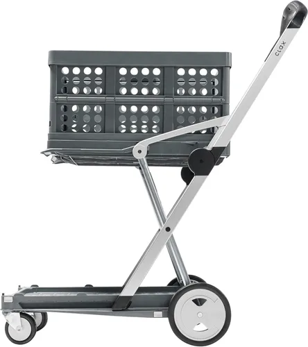 Miniatura 7 de CLAX, Carros plegables funcionales multifuncionales, carrito plegable móvil, carrito de compras con caja de almacenamiento (negro)