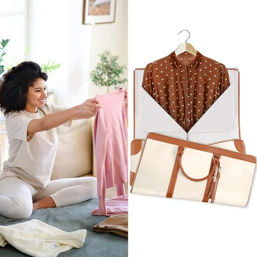 Miniatura 6 de Bolsa de mano para ropa, bolsa de lona grande de piel sintética, beige (C-beige), Bolso