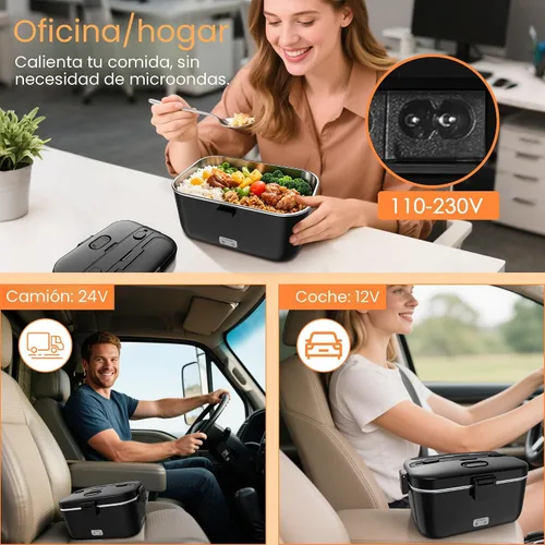 Miniatura 3 de COZYEXPERT Lonchera Eléctrica Portátil Calentadora de Alimentos 100W 1.8L Calentador de Alimentos Portátil para Adultos 12V/24V/110-230V para Negro
