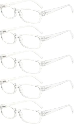 Miniatura 7 de Paquete de 5 lentes de lectura para computadora para hombres y mujeres, antifatiga ocular, bloqueo de luz azul, para leer (colores mezclados, 1.50)