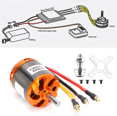 Miniatura 8 de Bnineteenteam Motor de avión RC, D3542 Motor sin escobillas 1450KV / 1250KV / 1000KV Motor RC sin escobillas de bajo ruido para aviones RC de ala