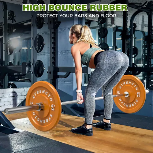 Miniatura 3 de XDDIAS Juego de discos olímpicos coloridos de 2 pulgadas, juego de discos de peso olímpico de goma de color de alto rebote, ideal para gimnasio