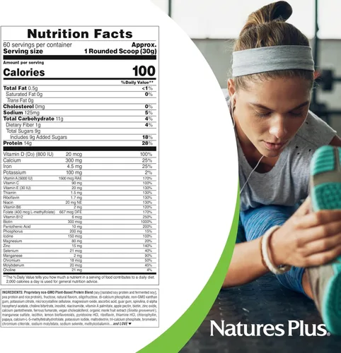 Miniatura 4 de NaturesPlus SPIRU-TEIN, Vainilla - 4 libras - Batido de proteínas a base de plantas - Sin OMG, vegetariano, sin gluten - 60 porciones