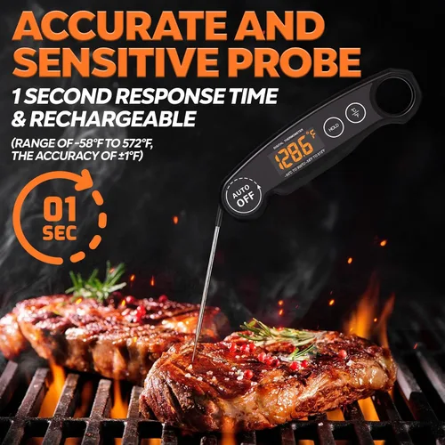 Miniatura 3 de Termómetro de comida de lectura instantánea recargable para carne, termómetro digital de cocina, termómetro de alimentos rápido y preciso