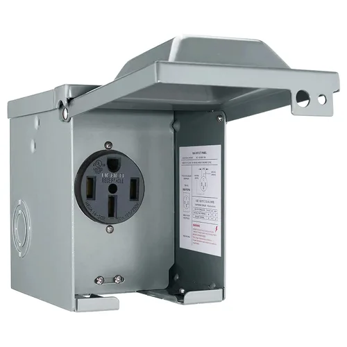 Miniatura 10 de Caja de toma de corriente RV de 30 amperios y 125 voltios, cerrada, con cerradura, resistente a la intemperie, NEMA TT-30R, panel de receptáculo