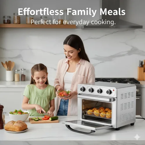 Miniatura 6 de HealSmart Combo de horno tostador 4 en 1, horno de convección de encimera grande de 26 cuartos con horno, asar, asar y deshidratar, incluye sartén