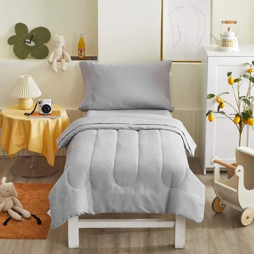 Miniatura 5 de UOZZI BEDDING Juego de ropa de cama de 4 piezas para niños pequeños, ultra suave y transpirable, incluye edredón, sábana encimera, sábana bajera
