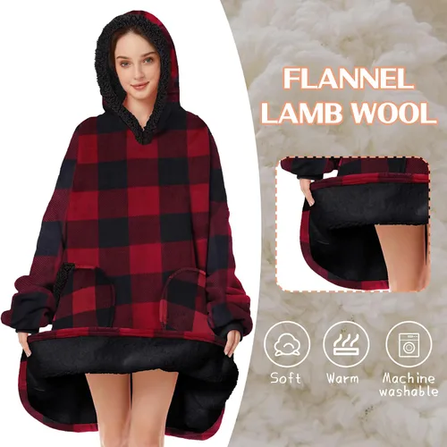 Miniatura 2 de Zando Manta con capucha 2024, manta para niños y adultos, regalo cómoda, sudadera con capucha de gran tamaño, forro polar Sherpa