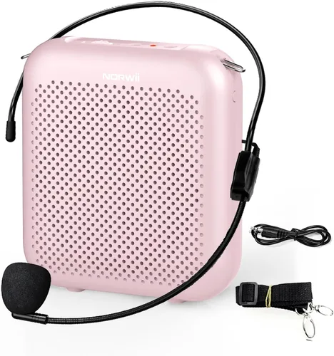 Miniatura 10 de Norwii Amplificador de voz Bluetooth, amplificadores de potencia, auriculares con mini micrófono portátil con cable para profesores en el aula y Oro