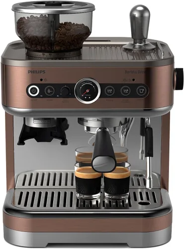 Máquina de Espresso Semi Automática PHILIPS Barista Brew - Botón para Espresso Simple y Doble + Americano, Contenedor Dual de 280g para Dos Tipos de