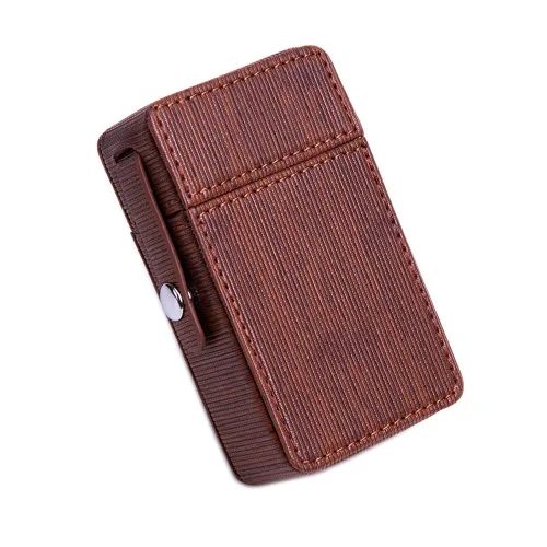 Miniatura 14 de Boshiho Caja de cigarrillos de cuero PU con encendedor titular bolsa de tabaco el mejor regalo para hombres mujeres (negro)