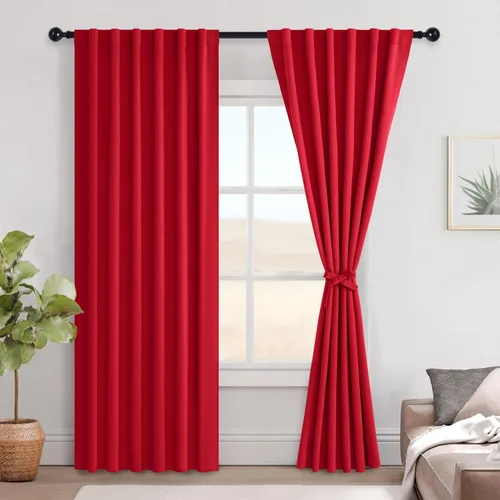 Miniatura 51 de Hiasan Cortinas opacas negras para dormitorio, cortinas opacas cortas de 45 pulgadas de largo, con aislamiento térmico, bolsillo para barra