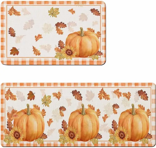 Tapete de baño de calabaza a cuadros para bañera, antideslizante, de secado rápido y absorbente, de tierra de diatomeas, fregadero de cocina,