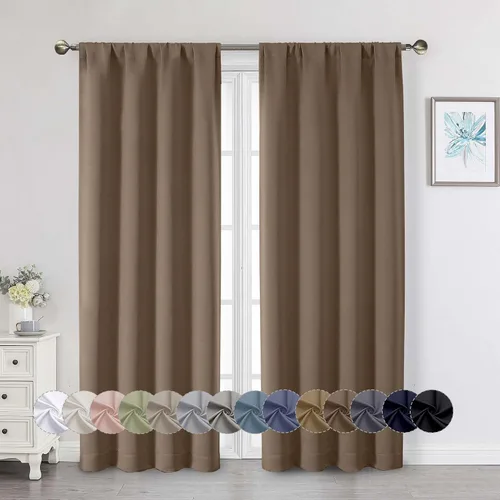 Miniatura 39 de Cortinas opacas para dormitorio, sala de estar, juego de 2 paneles de 54 pulgadas de largo, cortinas de oscurecimiento de habitación con aislamiento
