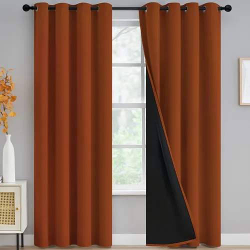 Miniatura 195 de Yakamok Cortinas negras, cortinas de ventana con aislamiento térmico y eficiencia energética para dormitorio, cortinas opacas completas y cortinas