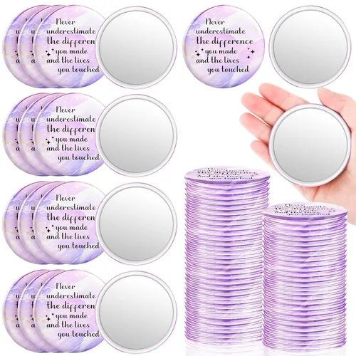 Tradder 48 piezas de espejo compacto inspirador de 2.76 pulgadas, regalo de agradecimiento a los empleados de quinceañera, maquillaje monedero,