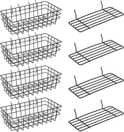 Miniatura 8 de 8 cestas de tablero de clavijas, estantes de tablero de clavijas, estantes de alambre para tablero de clavijas, organizador de pared, accesorios