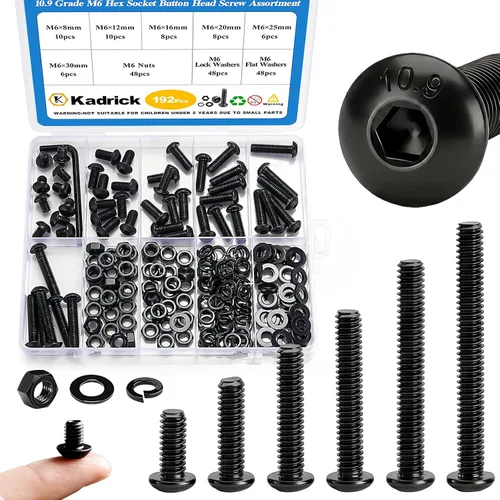 Miniatura 18 de Kadrick 1230 piezas de tornillos de acero inoxidable 304, surtido métrico M2 M3 M4 M5, kit de pernos de cabeza hexagonal de botón de 4mm-20mm