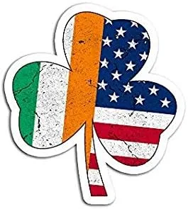 Shamrock Ireland USA Irish American Flag – Adhesivo gráfico – Auto, pared, laptop, celda, camión adhesivo para ventanas, coches, camiones
