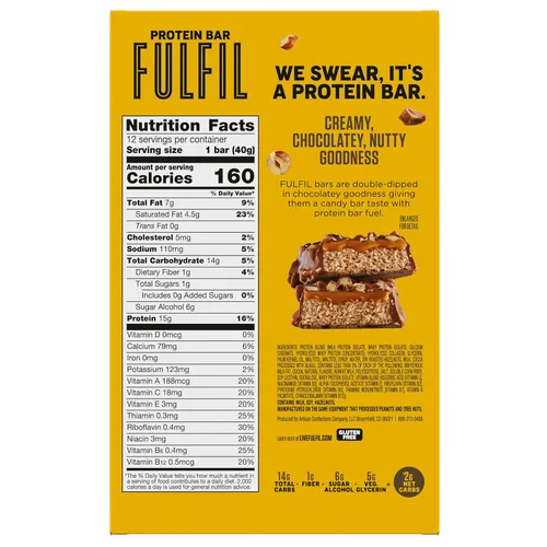 Miniatura 3 de FULFIL Barritas proteicas con sabor a avellana y chocolate, sin gluten, con 0.55 onzas de proteína, grapas de despensa, 12