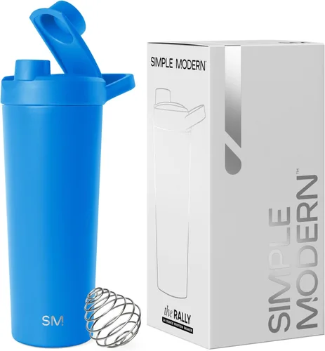 Miniatura 26 de Simple Modern - Botella mezcladora de acero inoxidable con bola, botella metálica aislada, para mezclas de proteínas, batidos y preentrenamiento