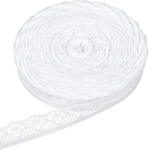 Miniatura 7 de VGOODALL Rollo de Cinta de Encaje Blanco de 30 Yardas, Ribete de Encaje para Costura, Manualidades, Encaje para Envolver Regalos, Decoración
