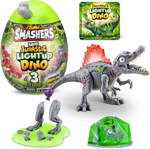 Smashers Mini Jurassic Light Up Dino Egg (Spinosaurus) por ZURU Huevo coleccionable, limo de volcán, juguete fósil, juguetes de dinosaurio, juguete