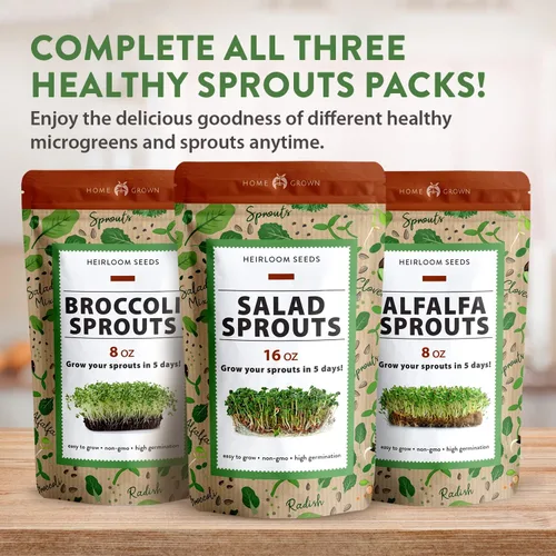 Miniatura 9 de HOME GROWN Mezcla de semillas germinantes de primera calidad, microgreens 118,200 semillas para cultivo en interiores, brócoli, alfalfa, rábano