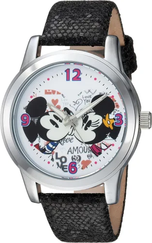 Disney Mickey Watch - Watch for Women - Mickey Mouse Watches for Women Toys - 90s Mouse - Vintage - Articulating Hands - Gold Case - Brown Leather